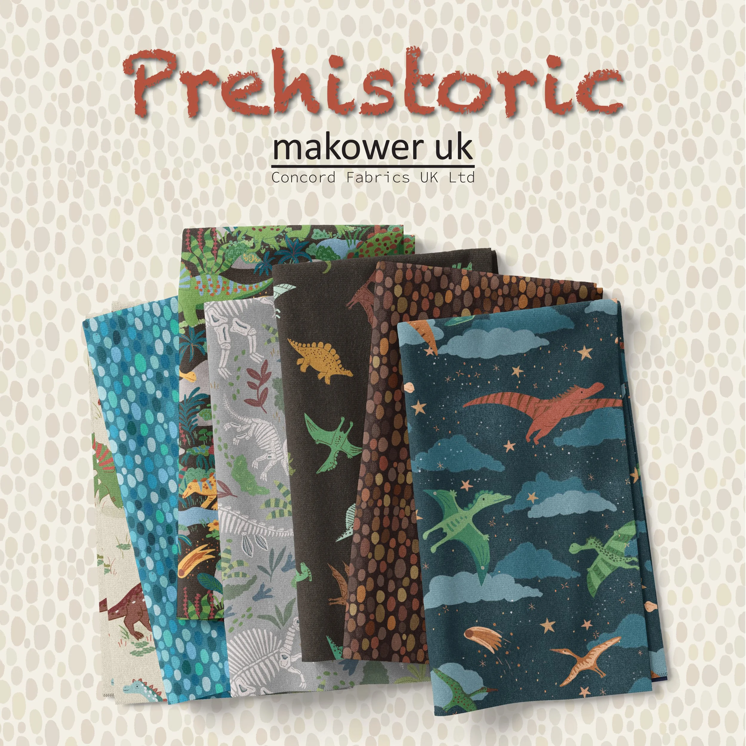 Prehistoric-quilt-fabrics-Makower-Hometown-Rochester-UK