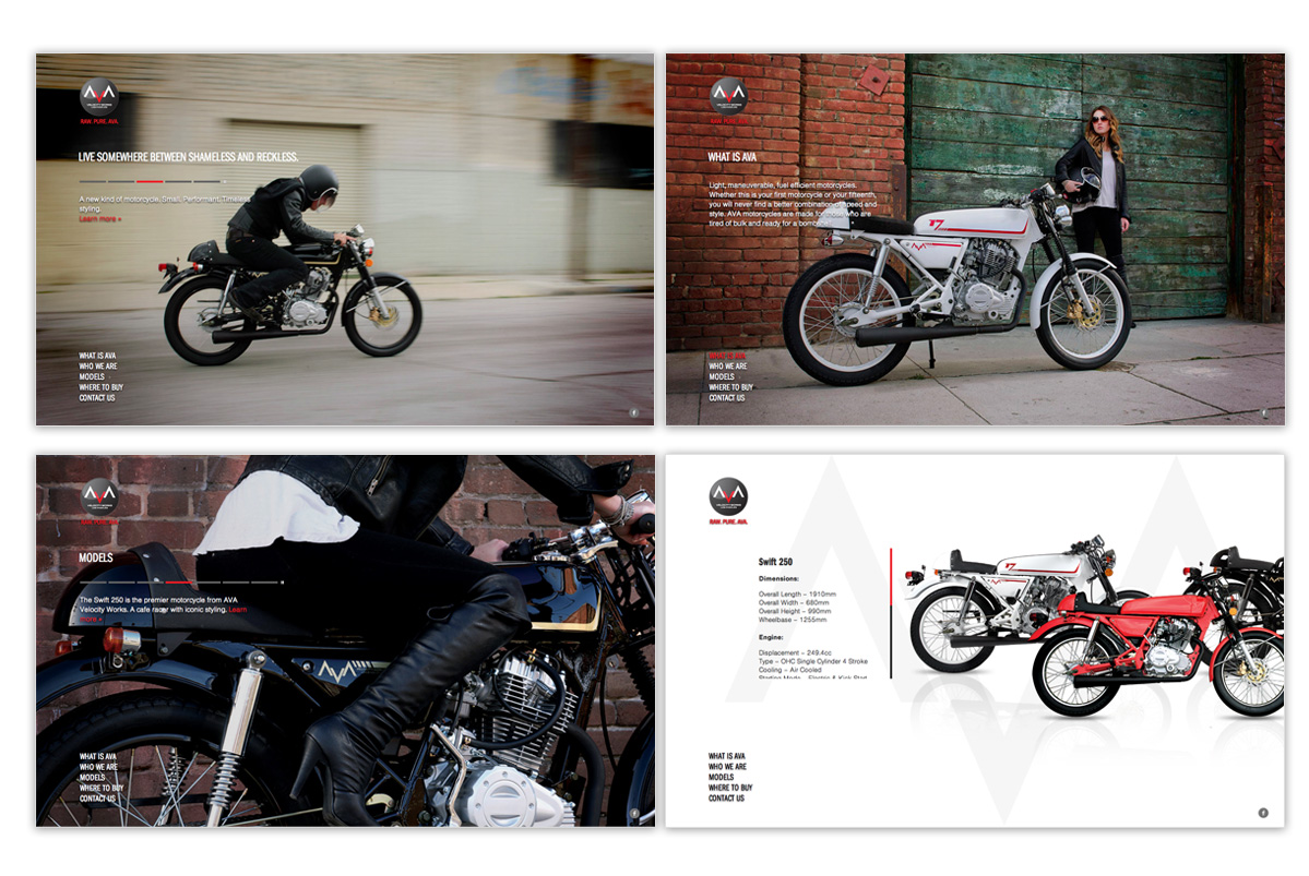 Website for AVA Motorcycles