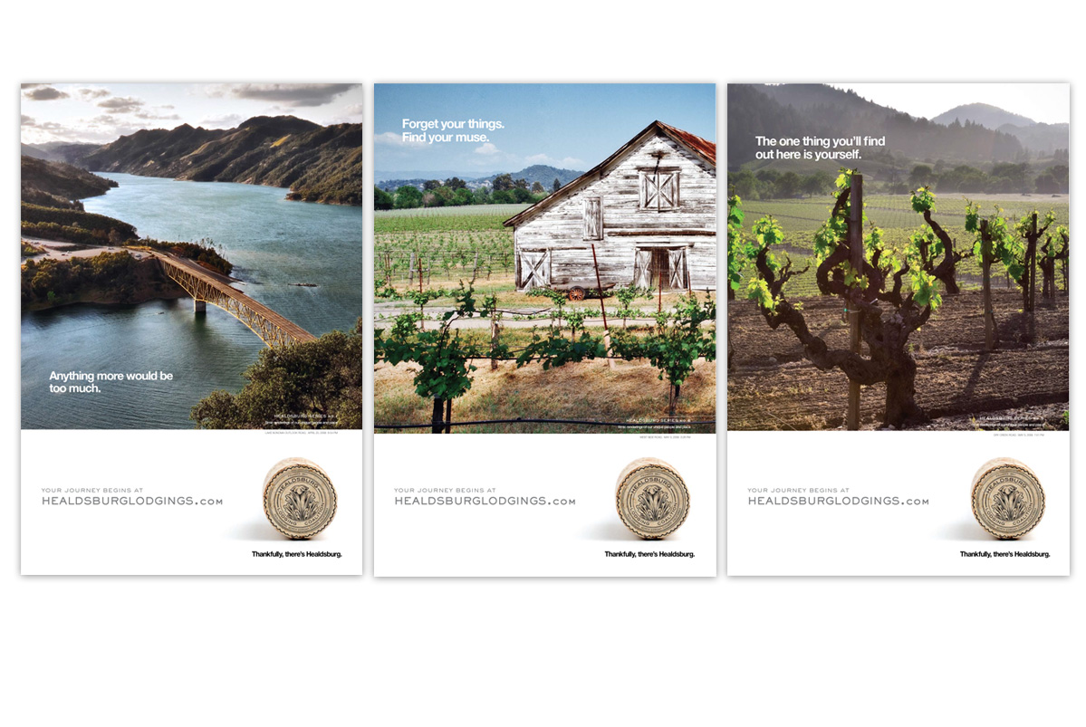 Bus shelter signage for Healdsburg Tourism