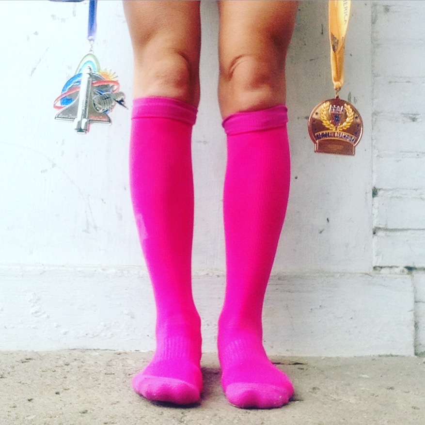 Race Bling and Acel Comfort compression socks. 