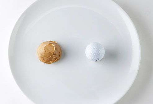 2 tbsp of nut butter is roughly the size of a golf ball. Always eye ball your measurements to be sure you aren't over consuming one food/nutrient. 