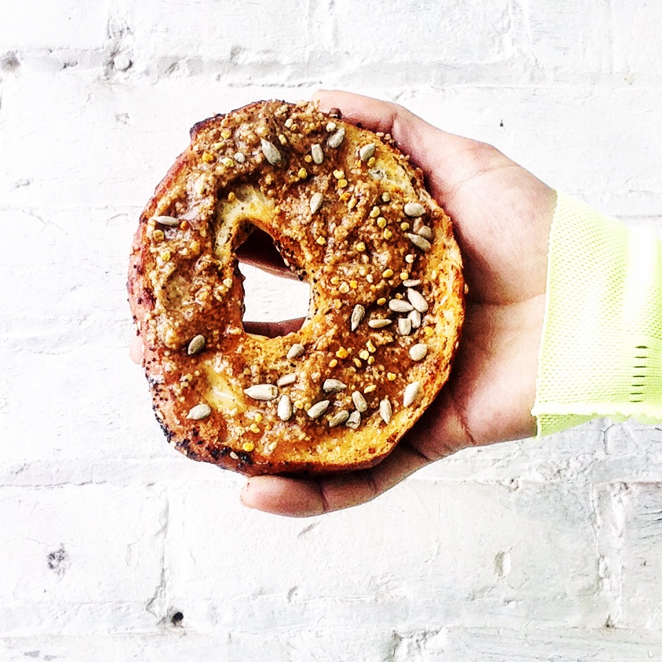 Bagel + Almond Butter + Honey + Seeds