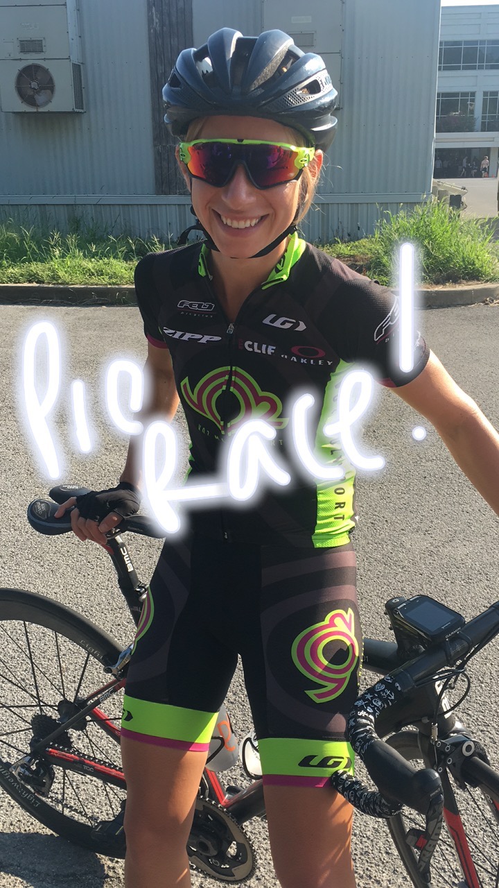Smiling and ready to race!