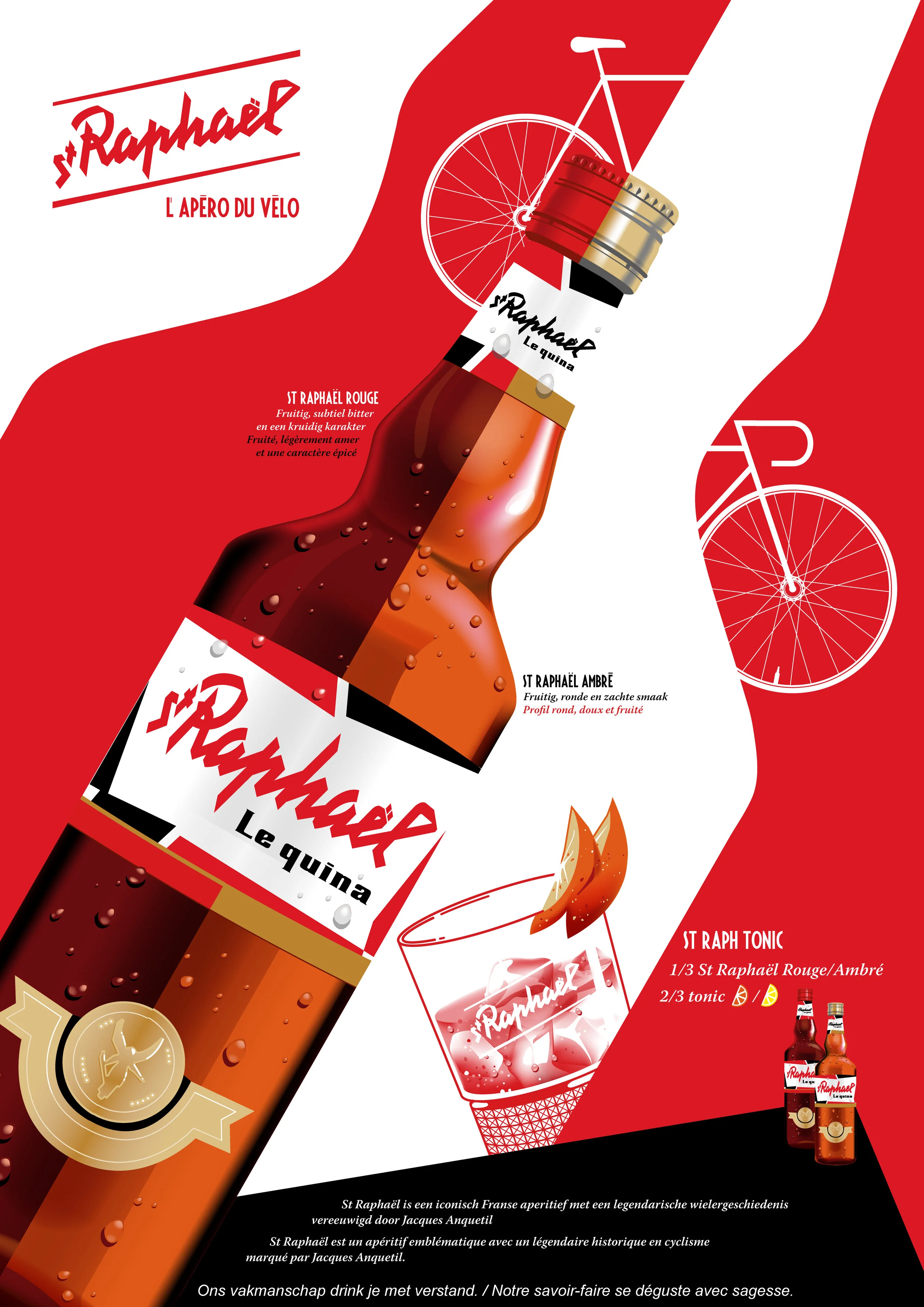 St Raphaël Cycling Ad - Illustrations by Kolchoz, arduous journey of graphic design by Kolchoz x Wouter Sel (volstok.be)