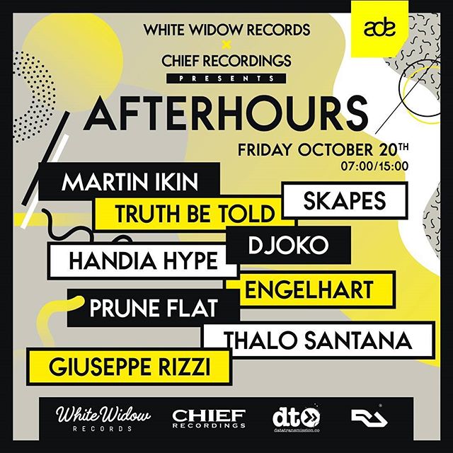 ADE is almost there! Are you guys ready?
Join our afterhours event with a massive line-up 
For more info and tickets :
https://www.facebook.com/events/516312922040734/

#amsterdamdanceevent #ade2017 #chiefrecordings #whitewidowrecords #techhouse #hou