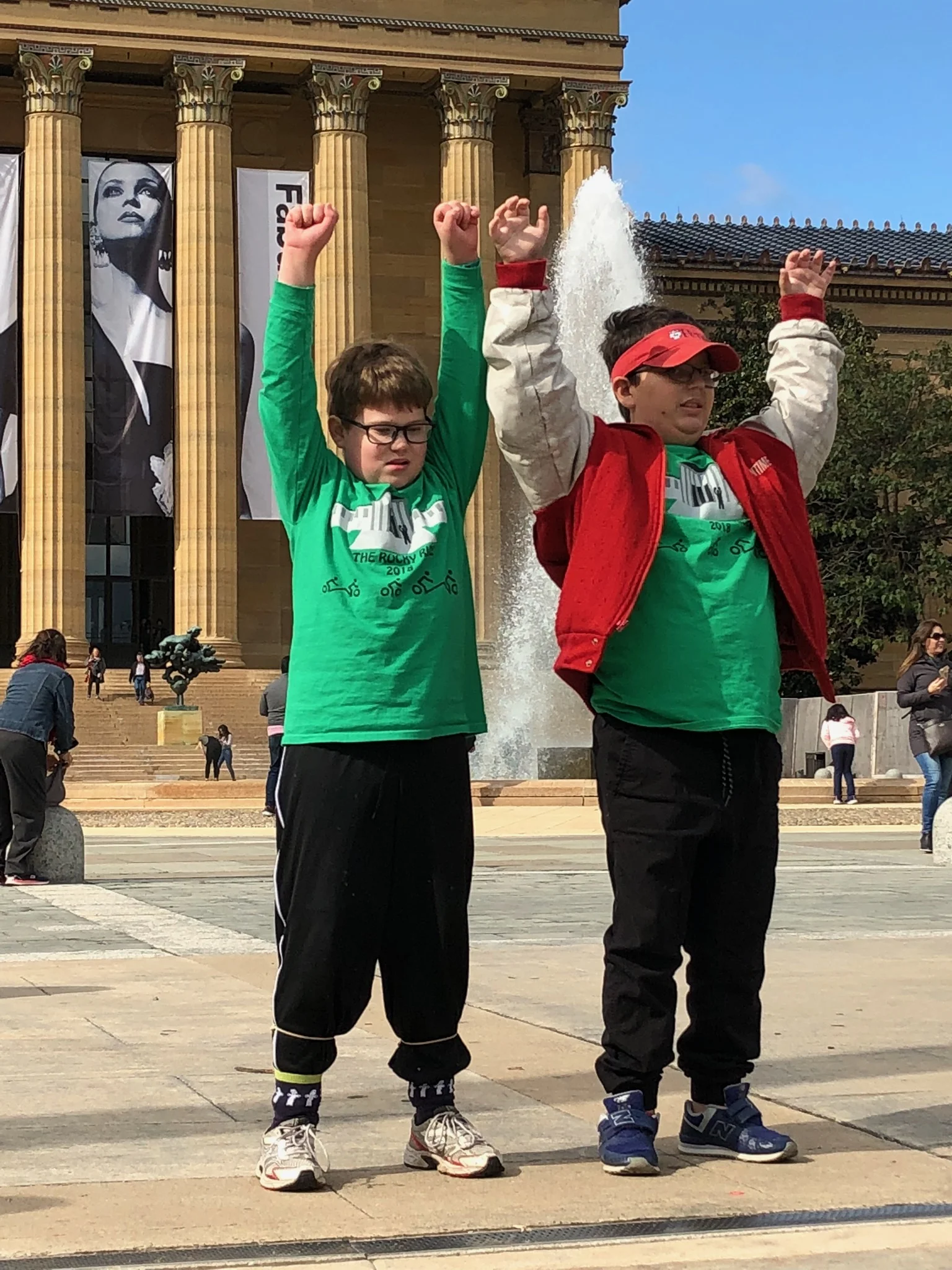 Theo and Nathanael at the top of the steps
