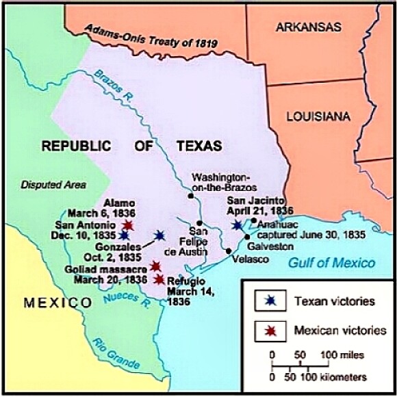 The battles of the Texas Revolution, 1836 