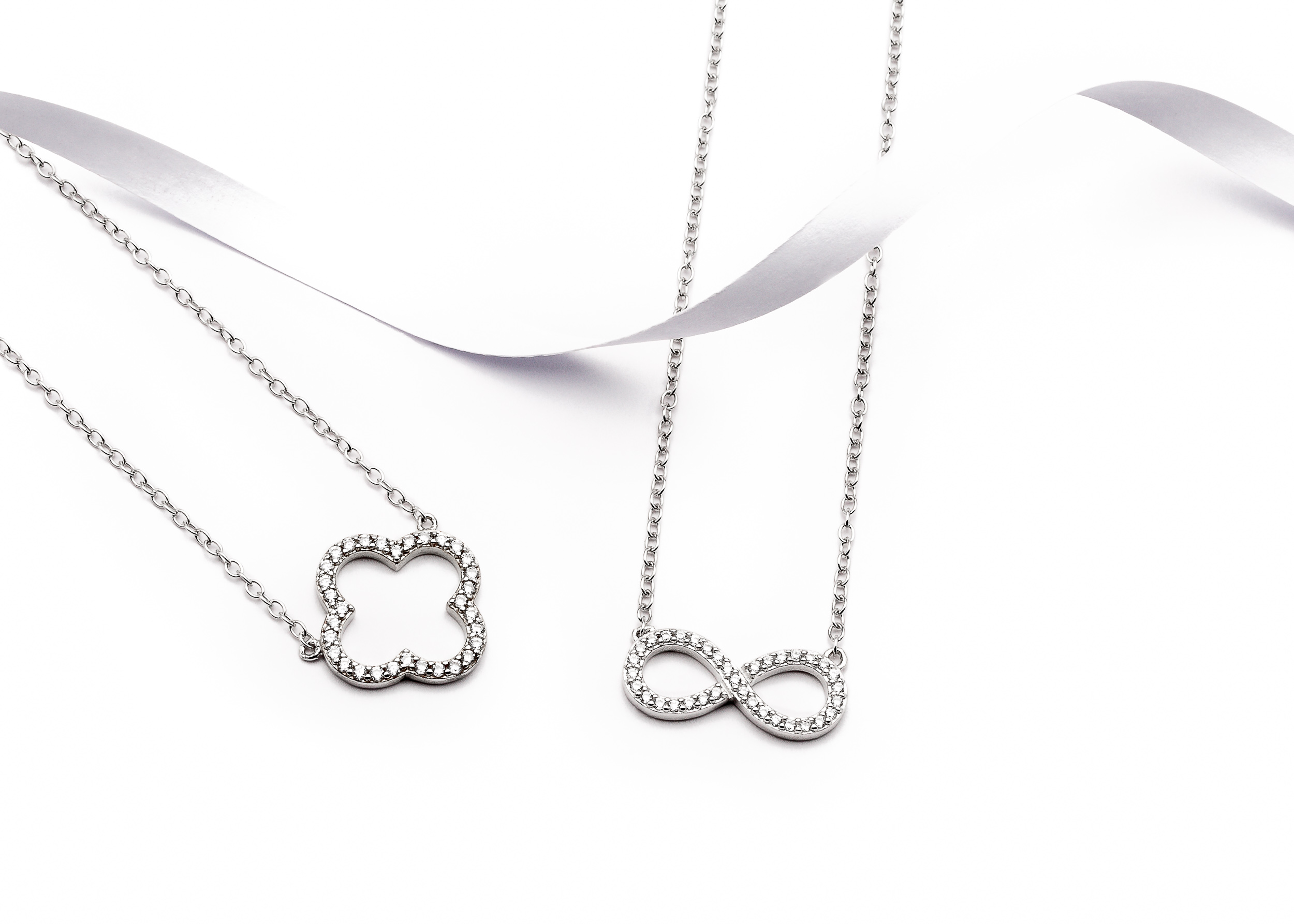Silver Diamond Necklaces | Commercial Product Shot 