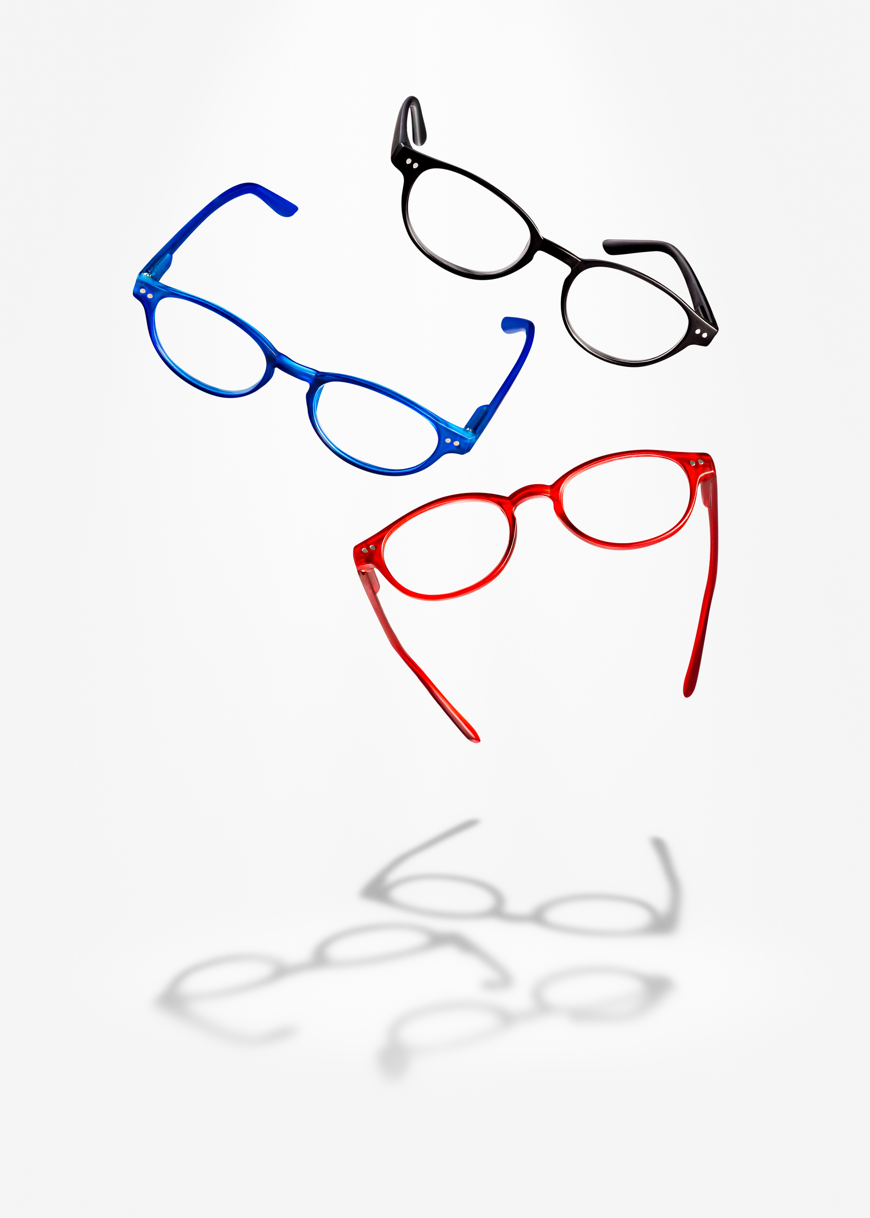 Red, Blue and Black Glasses | Commercial Product Shot 