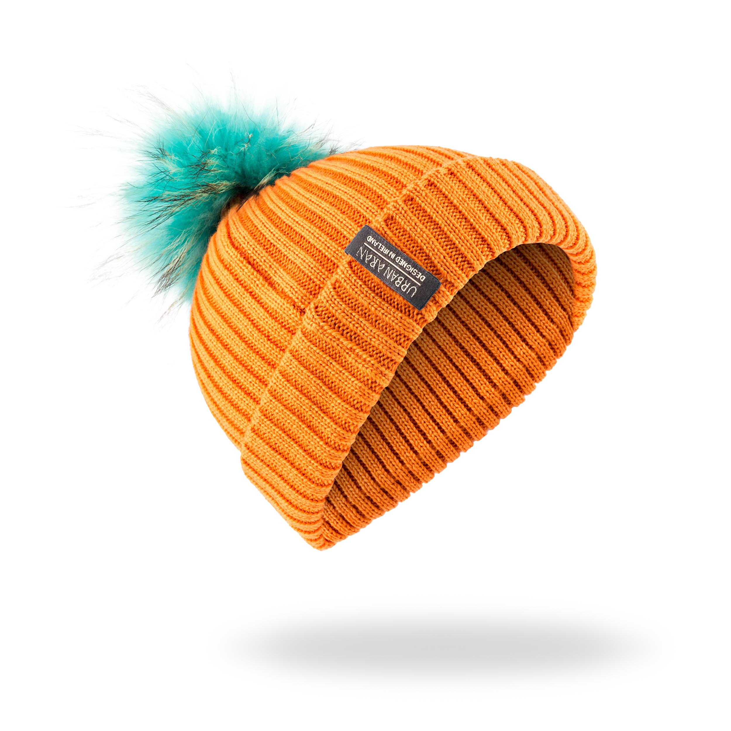 Orange Urban Aran Beanie Hat | Pack Shot