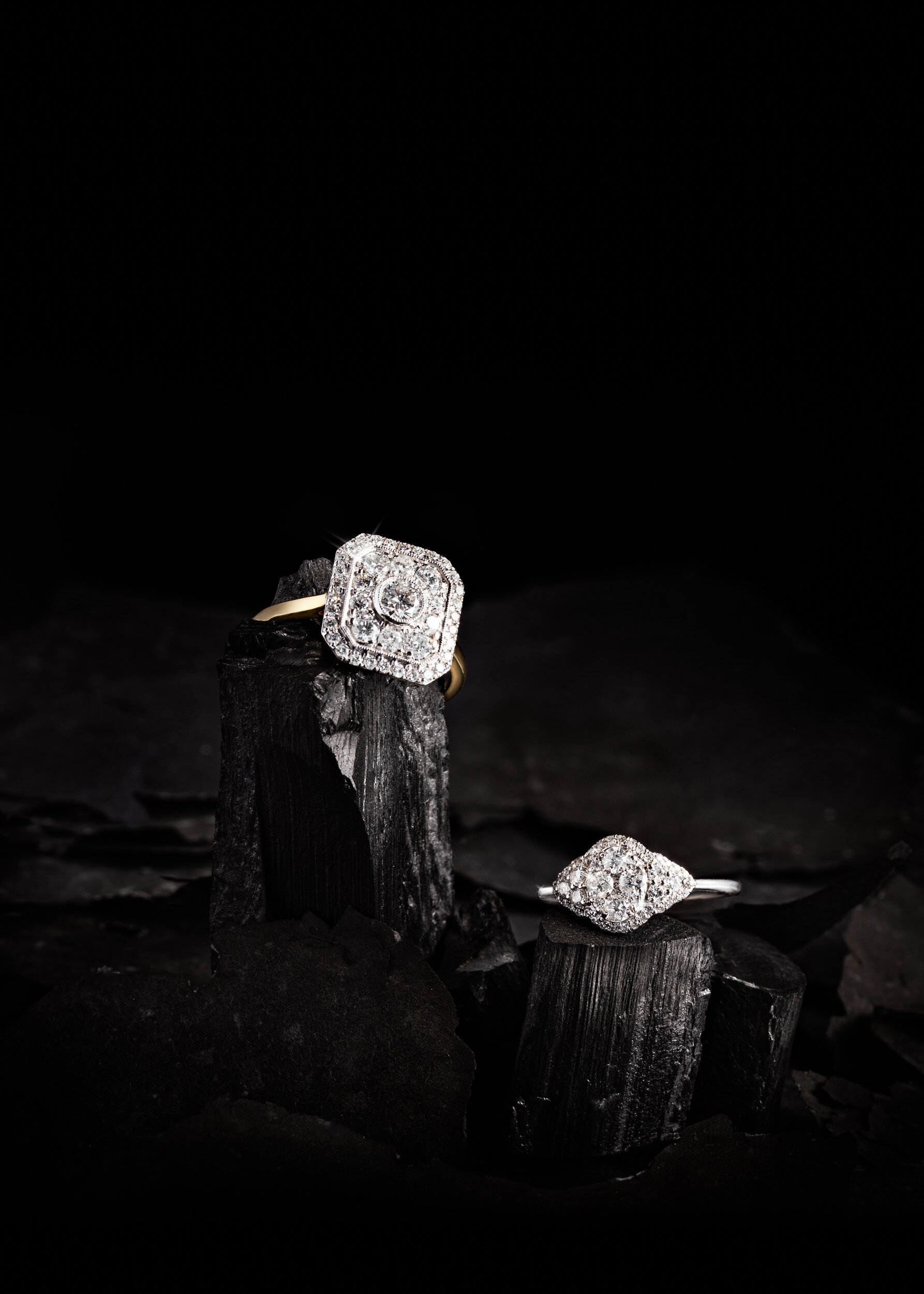 Diamond Silver Engagement Rings | Commercial Product Shot 