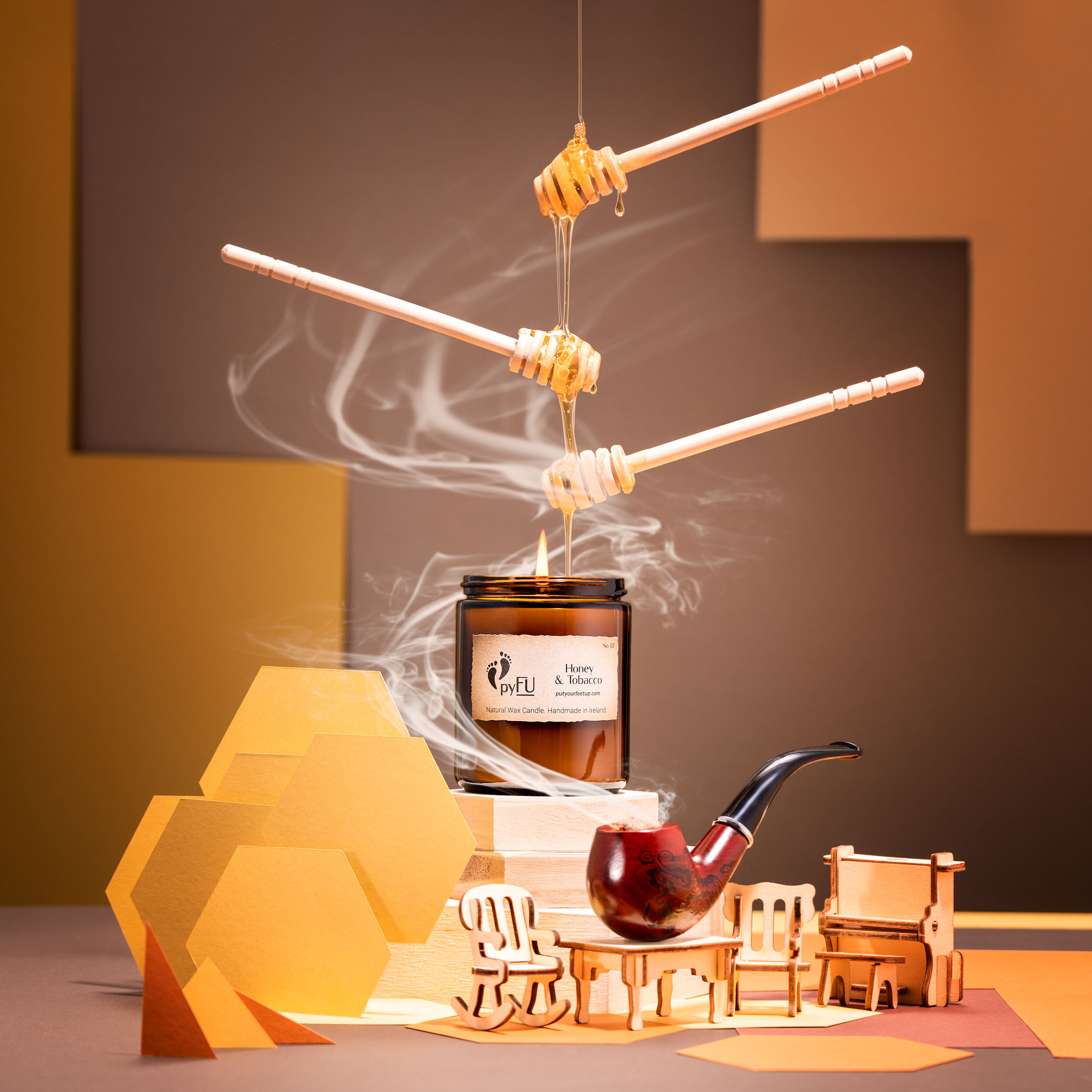 pyFu Honey and Tobacco Candle | Commercial Product Shot  (Copy)