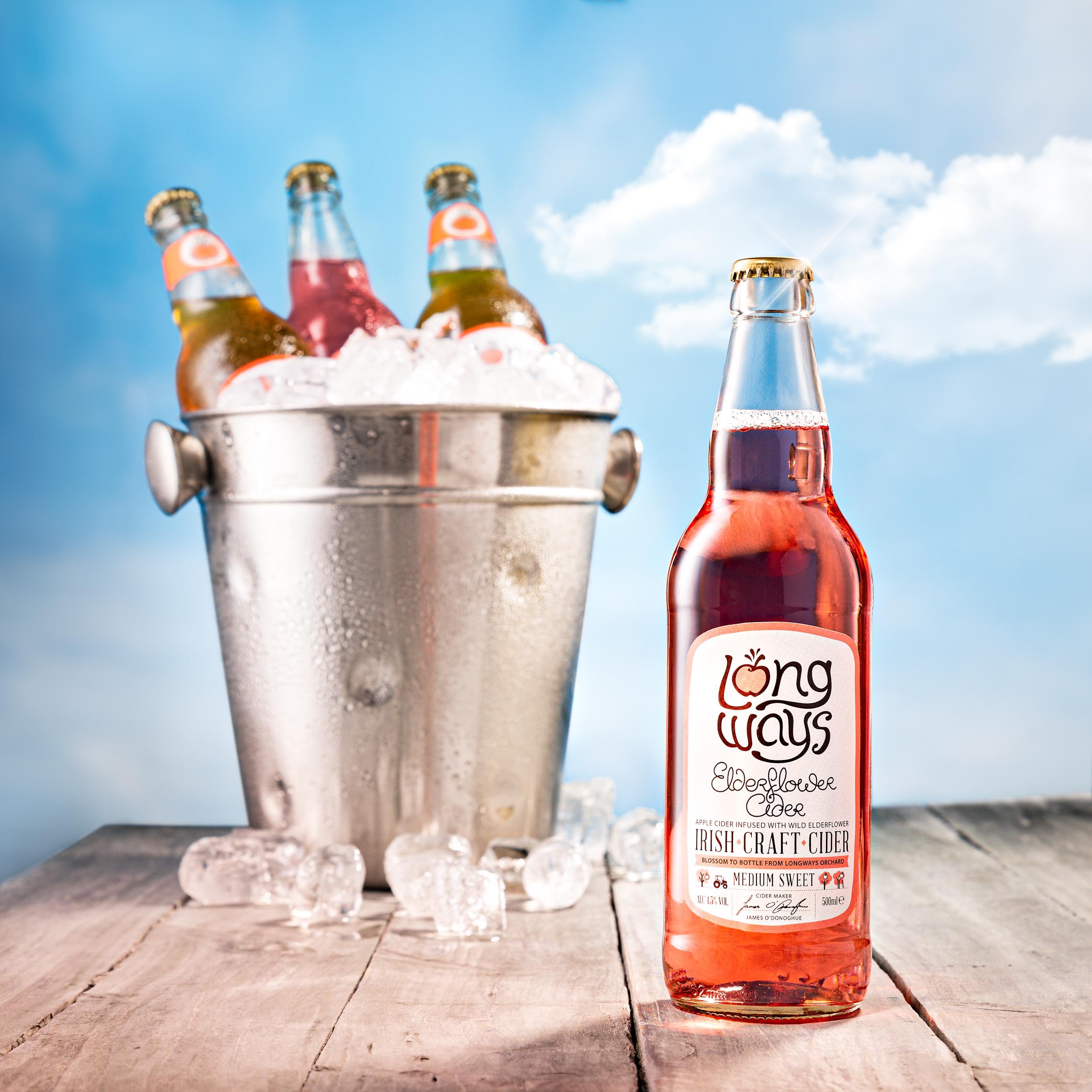 Longways Cider on ice | Commercial Product Image
