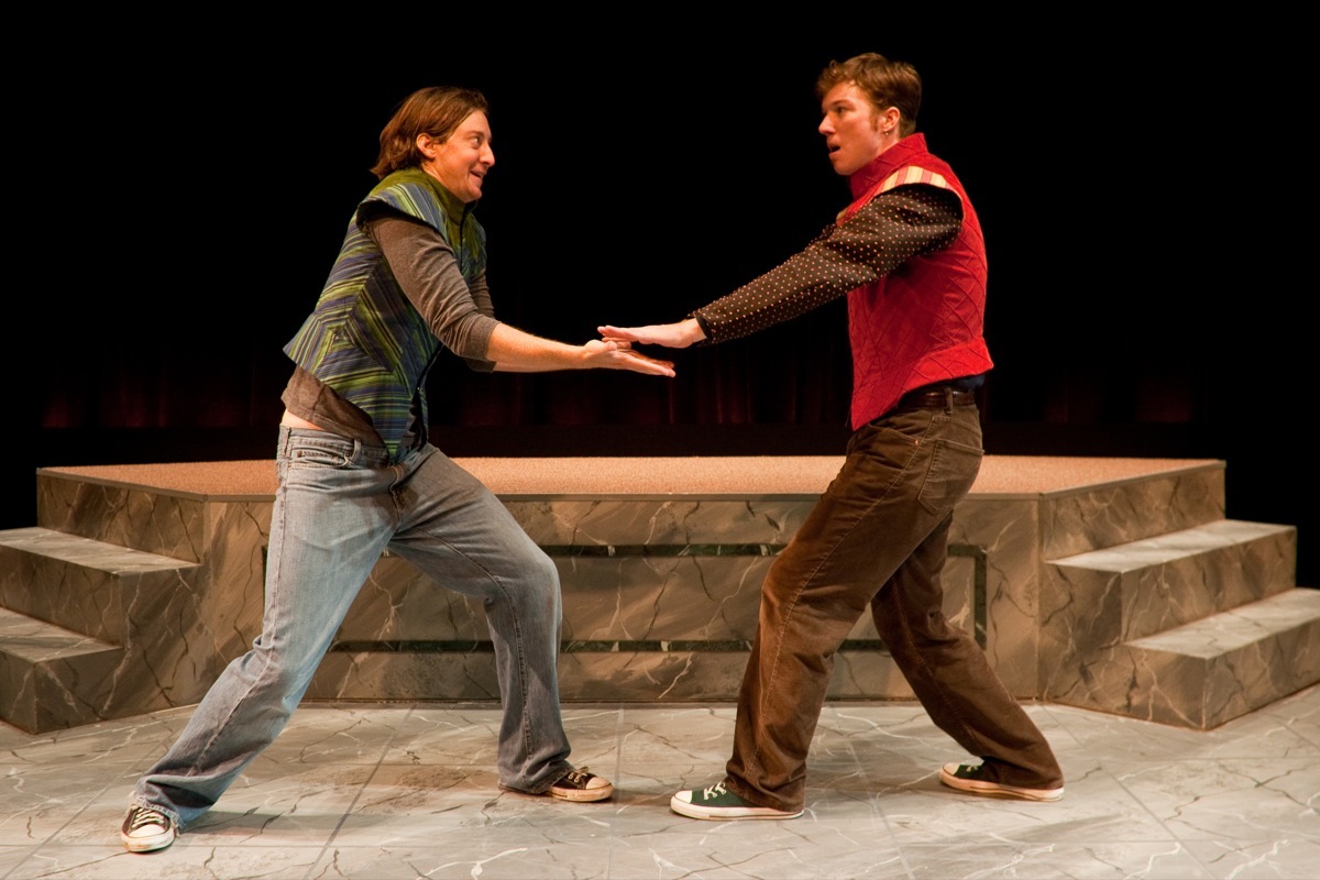 Jim Goza and Jordan Haynes in The Complete Works of William Shakespeare (2009).