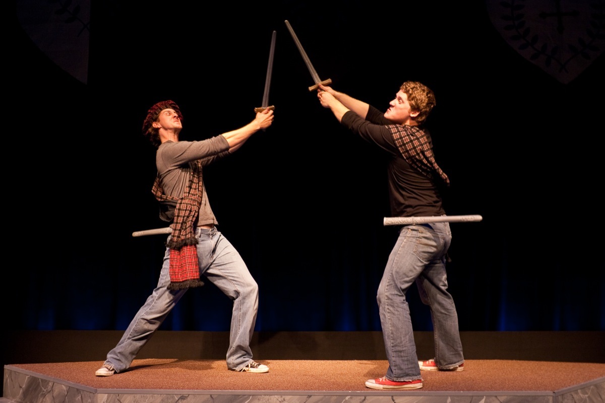 Jim Goza and Jordan Haynes in The Complete Works of William Shakespeare (2009).
