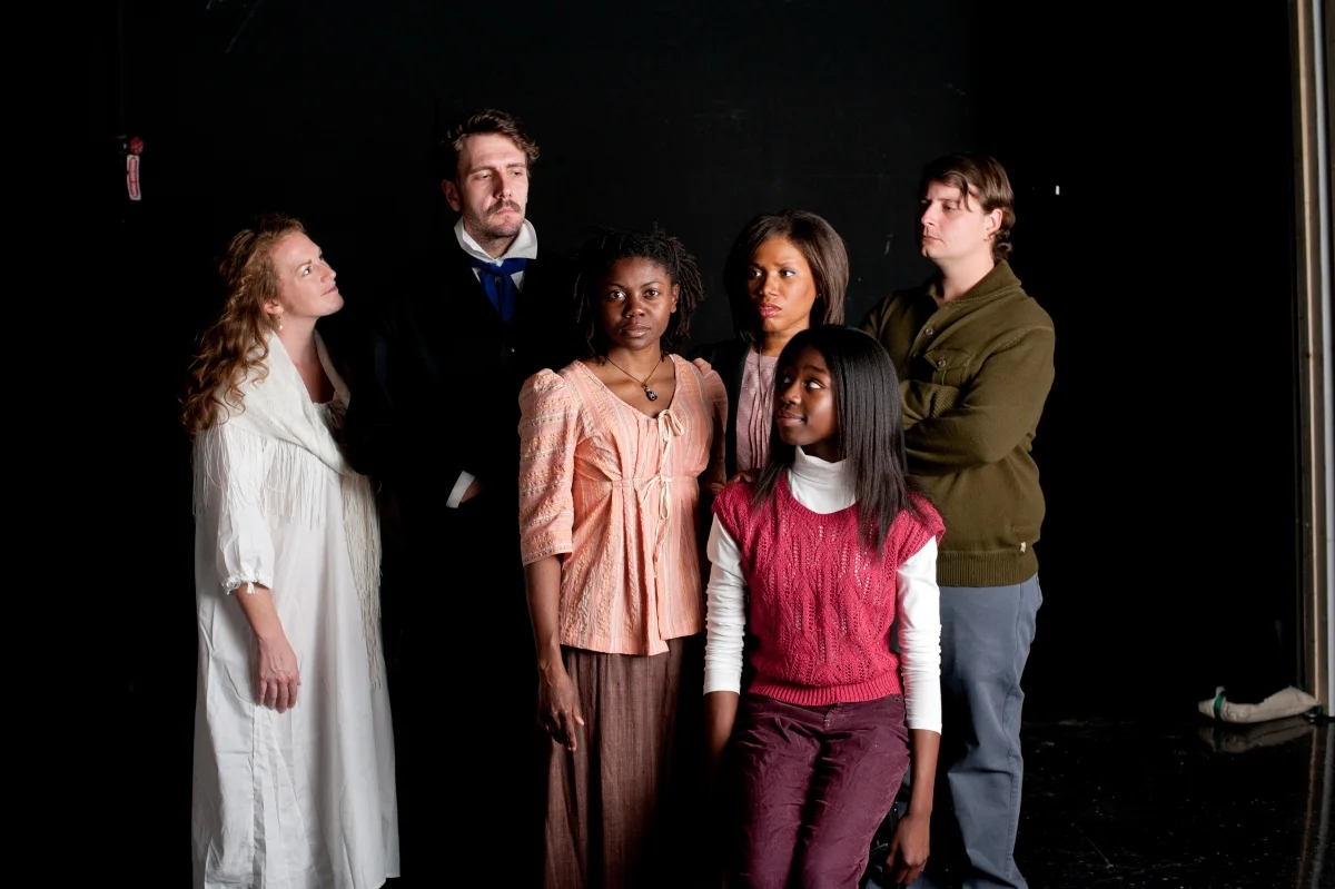 Normal 0 false false false EN-US X-NONE X-NONE
Laura Shatkus, Steven Marzolf, Leslie Ann Sheppard, Christy Hall, E.J. Ogbeide, and John T. Smith in The Fall of the House (2012). Photo by M. Taylor Long.
