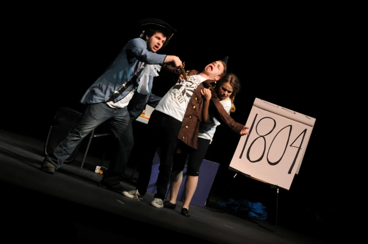 Asa Tims, Quinn Gassaway, and Sarah Jane Robinson in The History Show (2012).