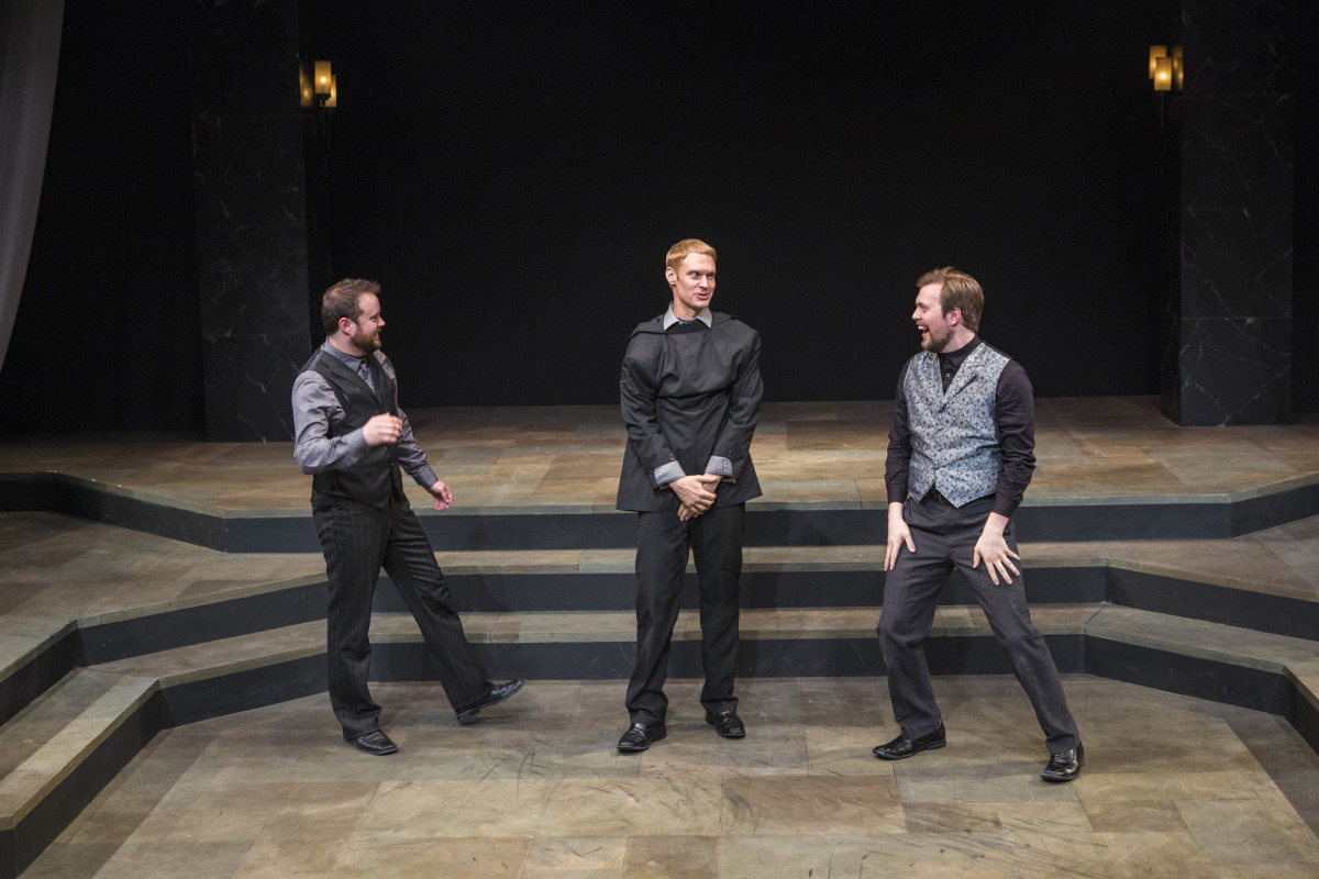 Bryce Kemph, Grant Goodman, and James Taylor Odom in Hamlet (2014). Photo by Beth Hall. 