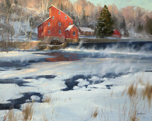  Winter Morning at the Clinton Mill 16" x 20"&nbsp; Highlands Art Gallery  