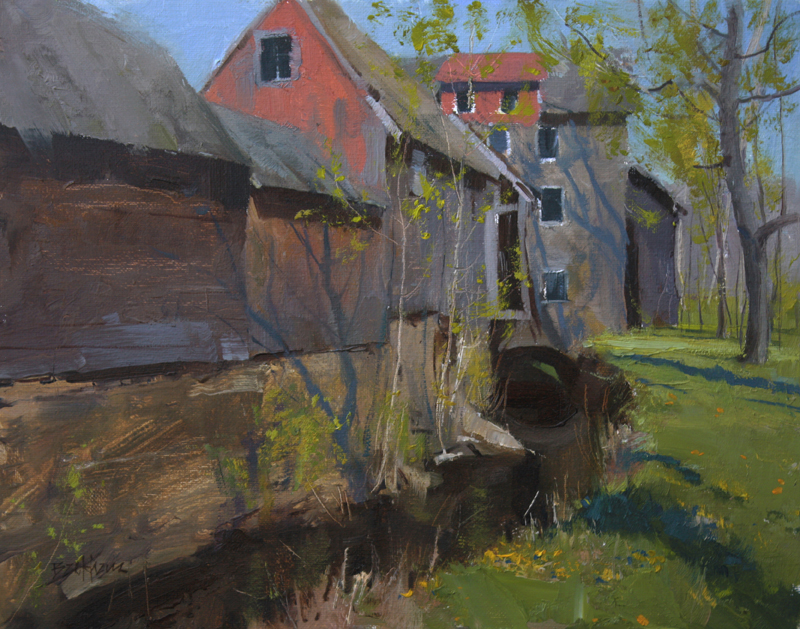  "A Touch of Spring, Stover Mill" 11" x 14" oil  Highlands Art Gallery  