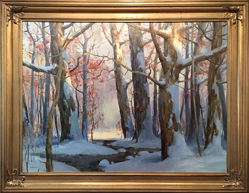  "Snowy Woodland, Homage to Carlson" 36" x 48" oil  Highlands Art Gallery &nbsp; SOLD 