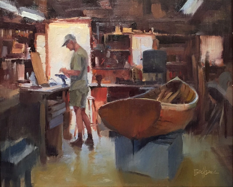  "The Boat Repair Shop" 11" x 14" oil  Troika Gallery  