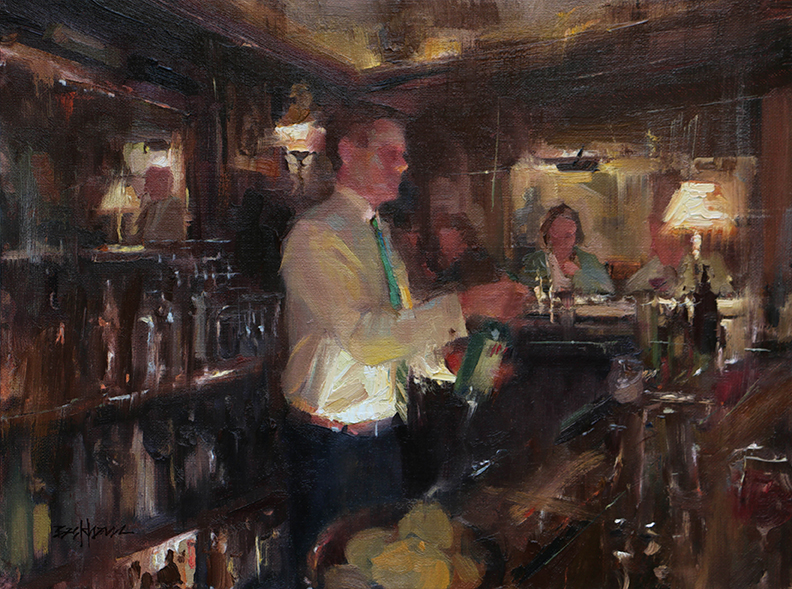  "Good times at the Swan" 12" x 16" oil 