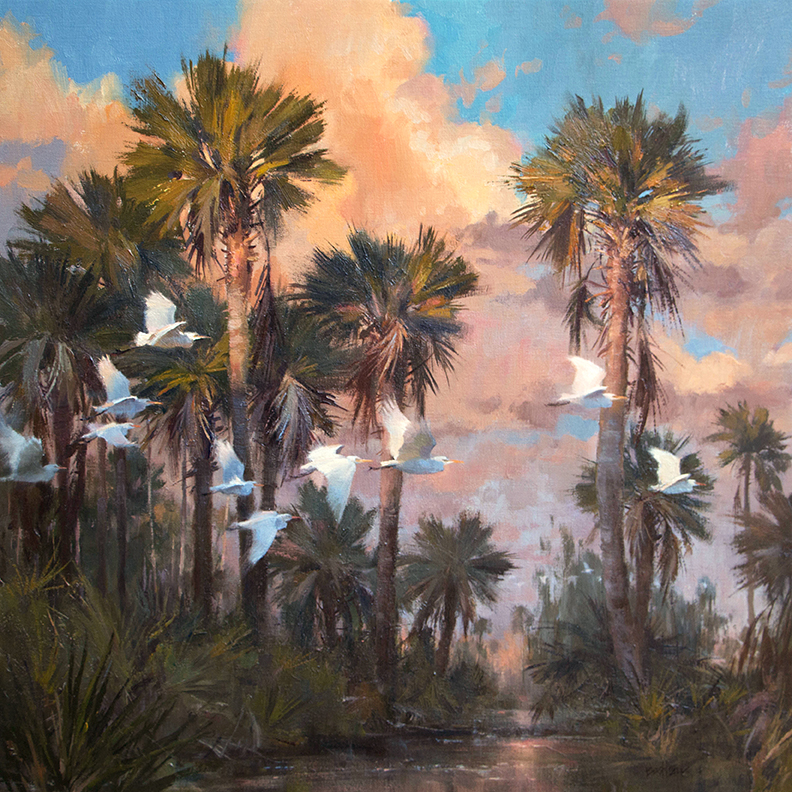  "Evening Retreat" 30" x 30" oil  Helena Fox Fine Art   SOLD 