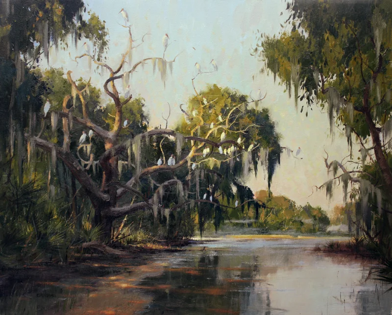 "Roost of the WoodStorks" 24" x 30" oil Helena Fox Fine Art SOLD