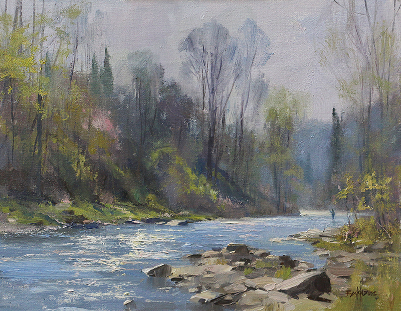  "Fishing the Tohickon" 11" x 14" oil 