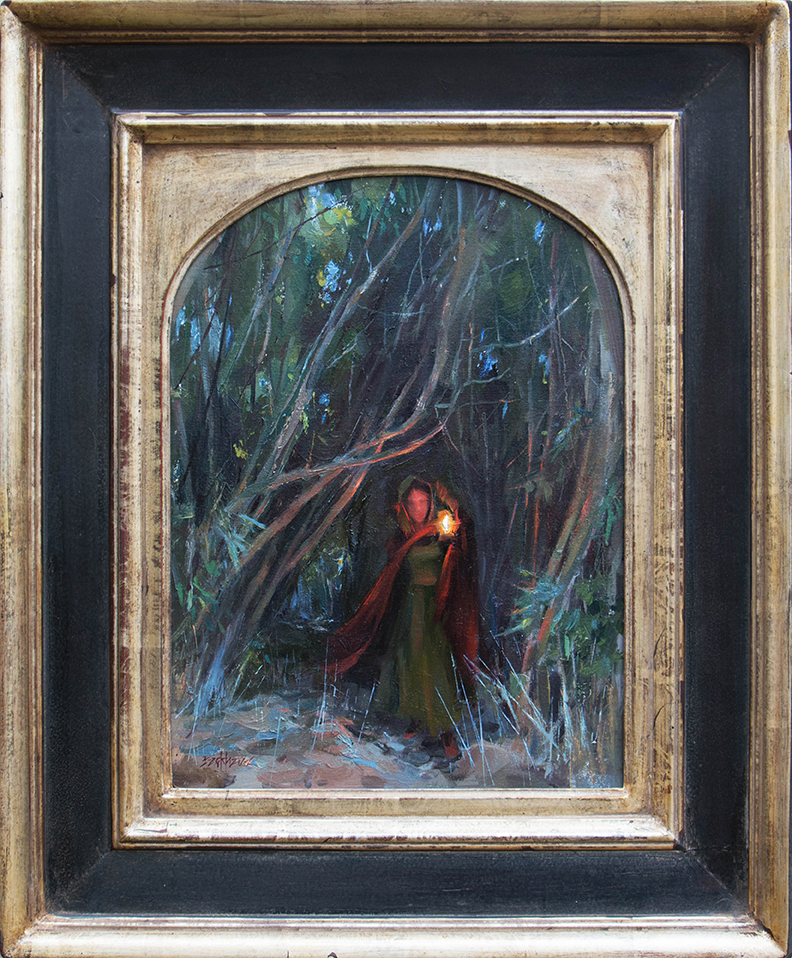 "Out of the Shadows" 16" x 12" oil American Impressionist Society Small Works Show case