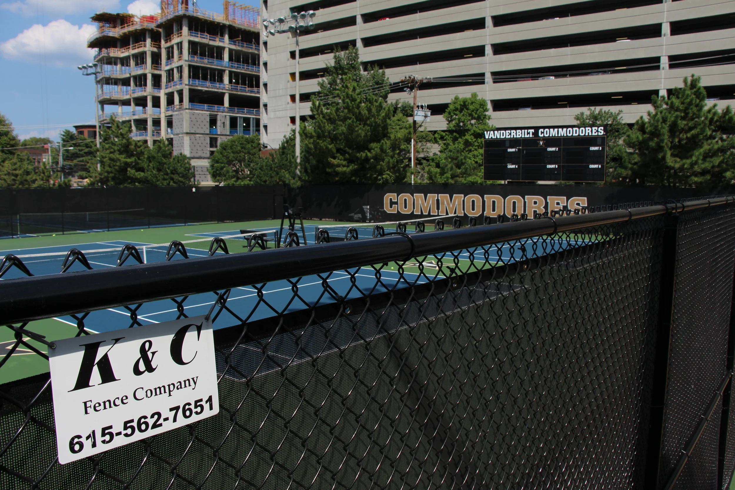 Commercial Tennis Court Fence Installed at Vanderbilt University In Nashville TN