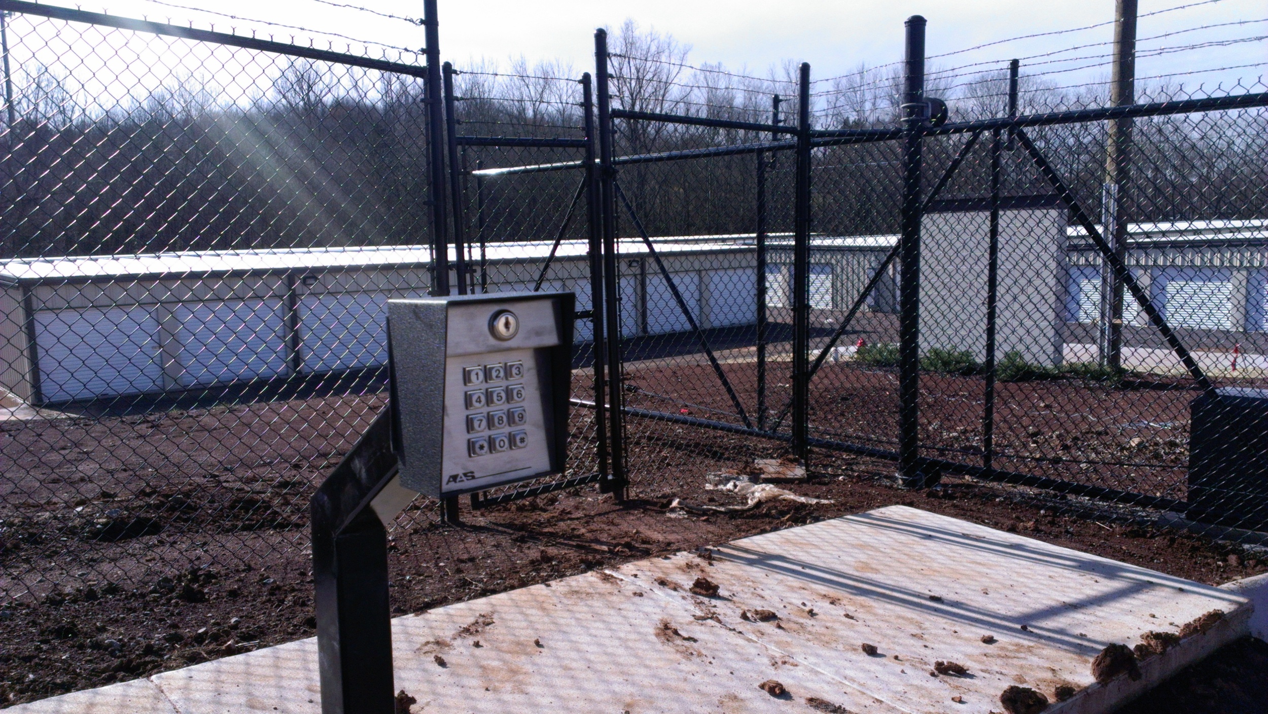 Commercial Black Vinyl Chain Link Fence Gate with Operator and access control Nashville TN