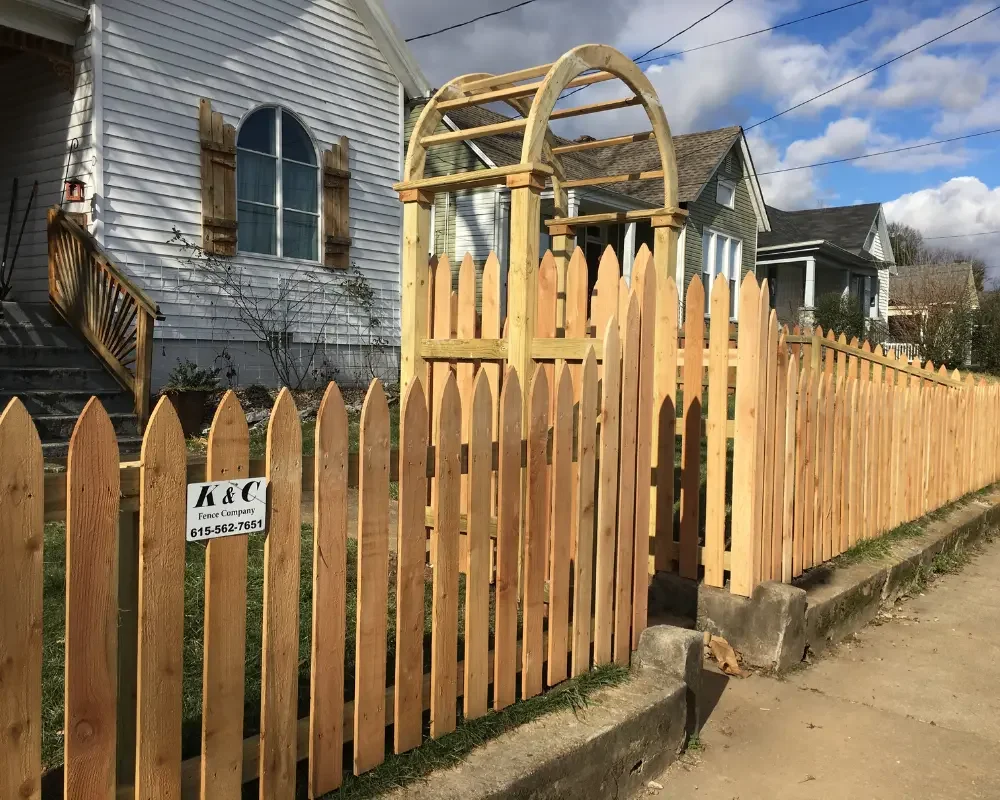 Custom Wood Picket Fence and Cedar Arbor Entry in Nashville