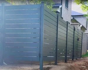 Black Centurion aluminum horizontal slat privacy fence installed by K&C Fence Company in Nashville, TN