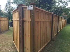 K&C Fence built a pine board on board privacy fence enclosing a backyard outdoor space in Nashville, Tennessee.
