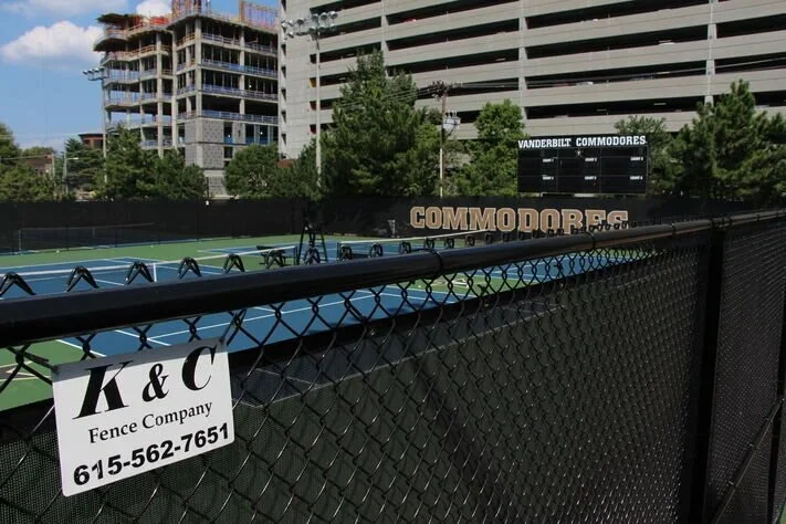 Chain link fence installed by K&C Fence securing an athletic facility with durable perimeter fencing in Nashville, Tennessee.
