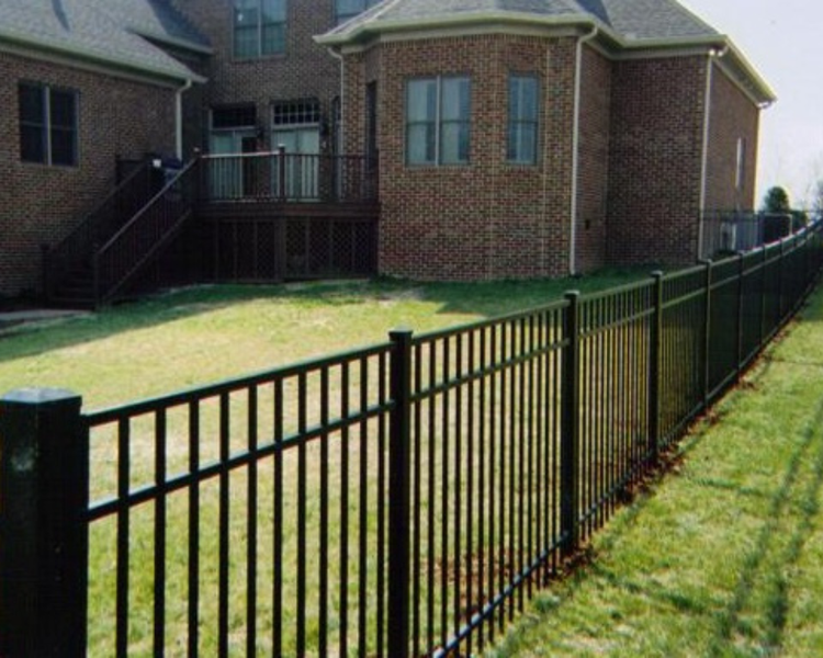 Black aluminum fence installation by K&C Fence securing a residential property in Murfreesboro, Tennessee with a clean, durable, and low-maintenance design.