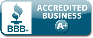 BBB Accredited Business A+ rating badge representing K&C Fence Company’s trusted and verified professional fencing services.