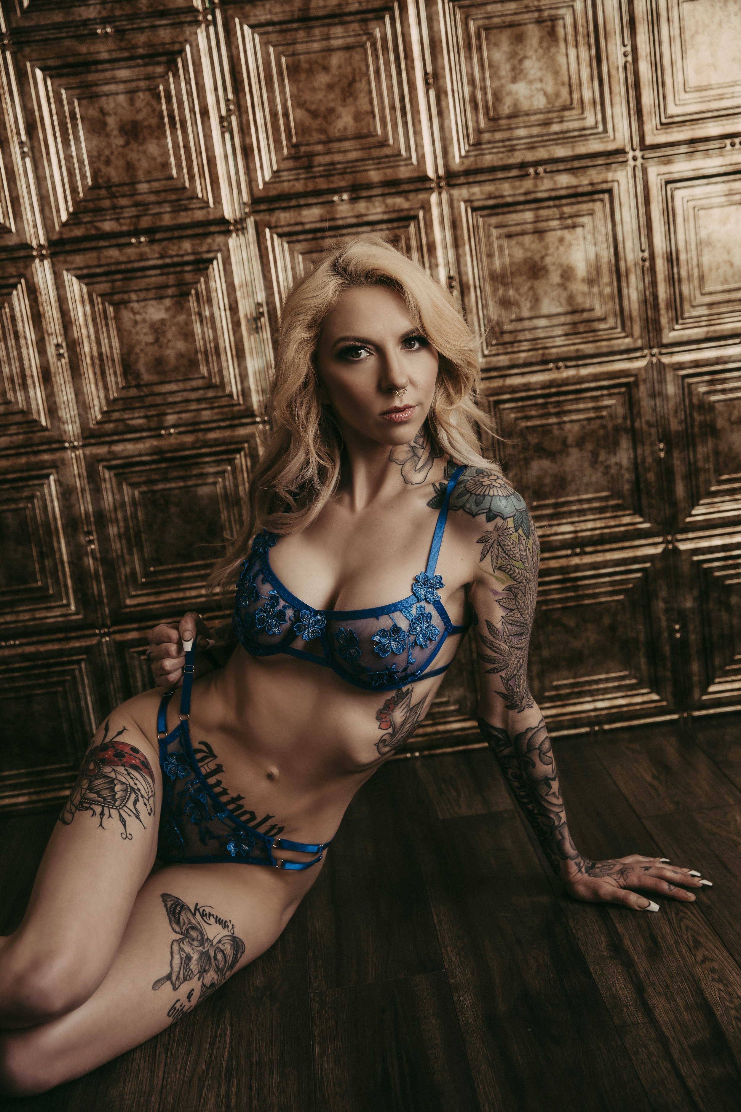 Blue Floral Bra and Panty
