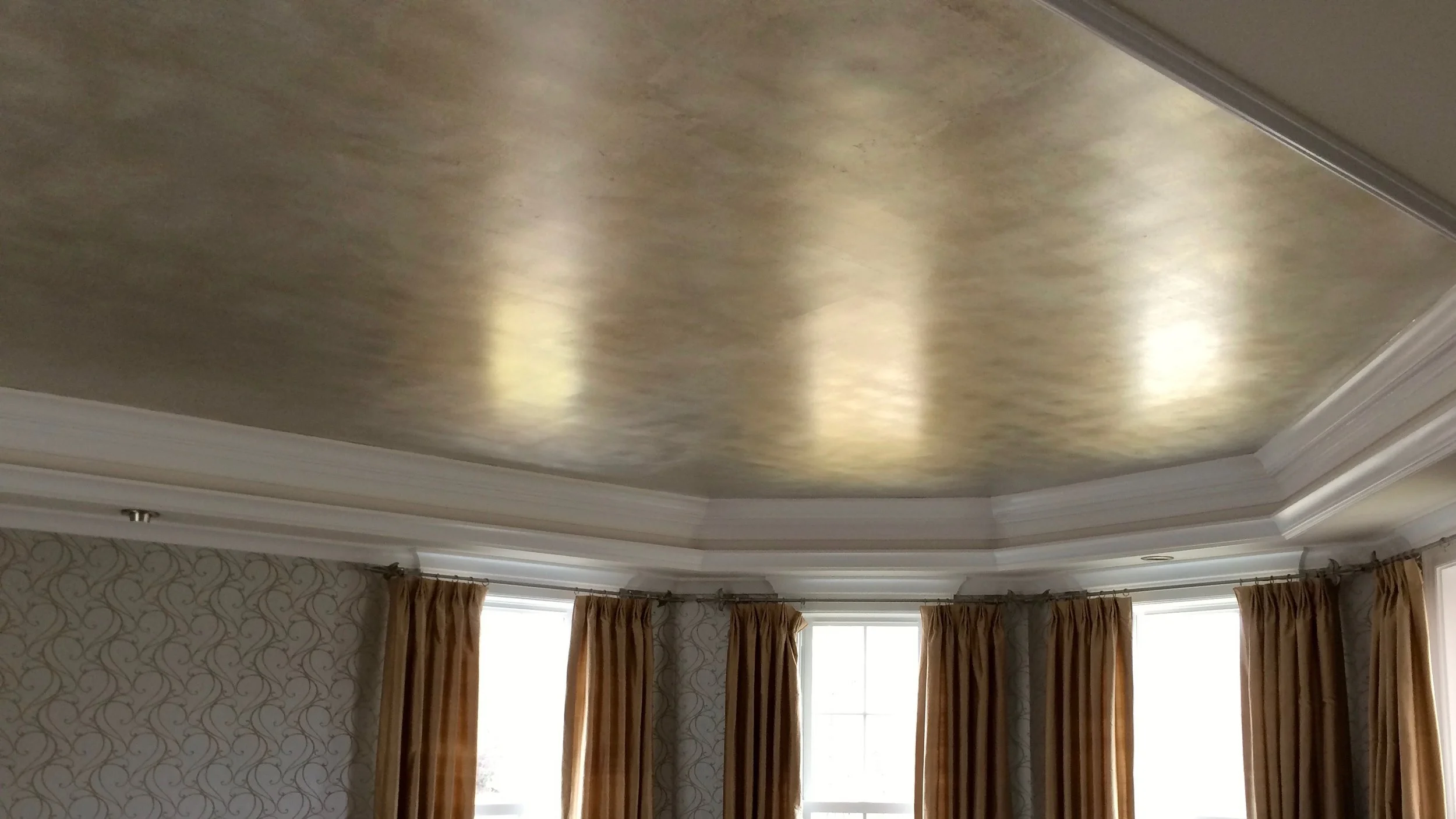 Hand applied to walls, ceilings, furniture, Silver Leaf is a timeless elegant finish that adds class to any space. Left bright and vivid or glazed for a slightly tarnished antique look.