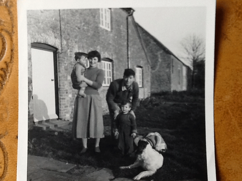 At Peads and Barnetts, 1958, Granny and Grandpa with Giles and Robert
