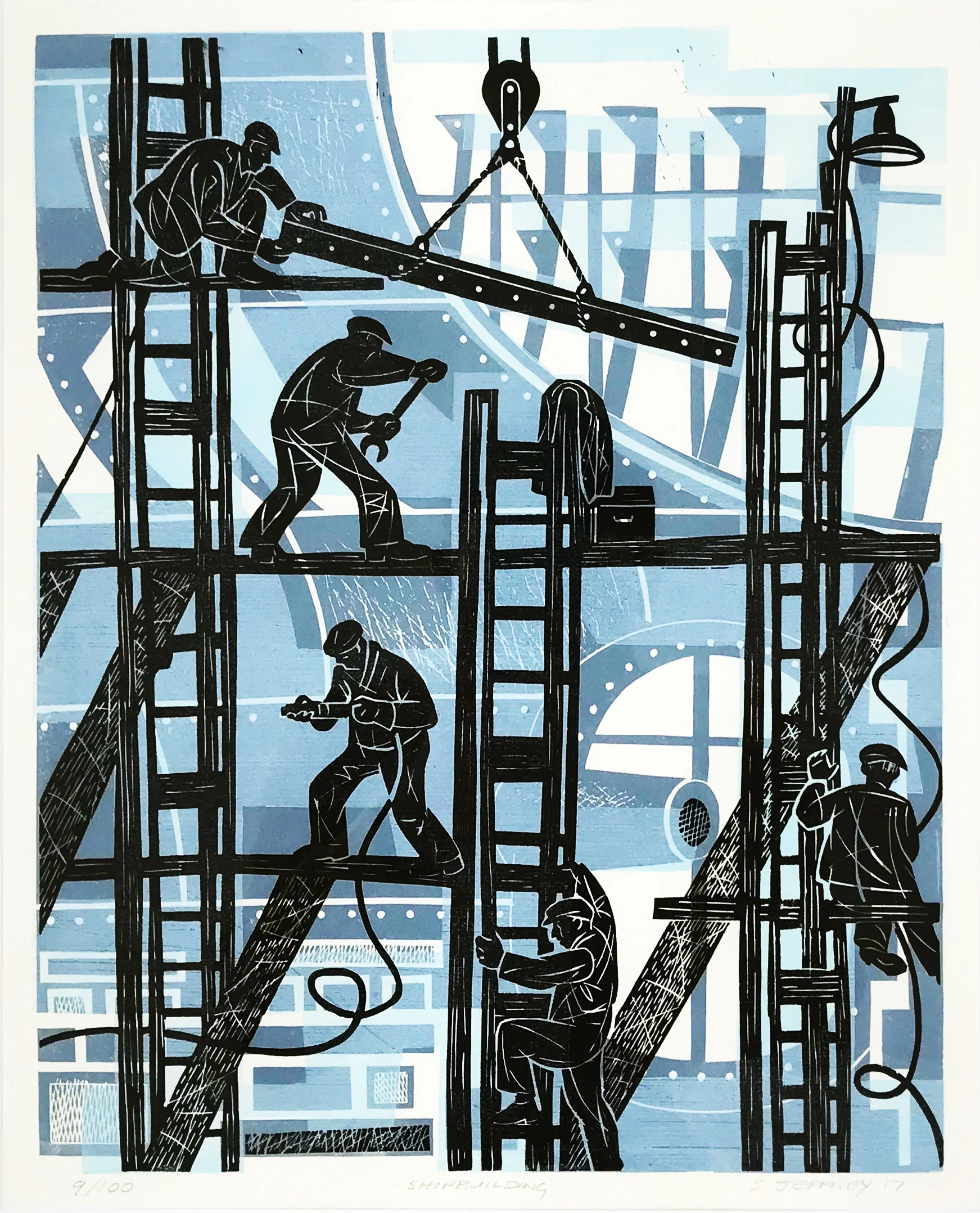 Shipbuilding Linocut, ed. of 100 36 x 28.5cm