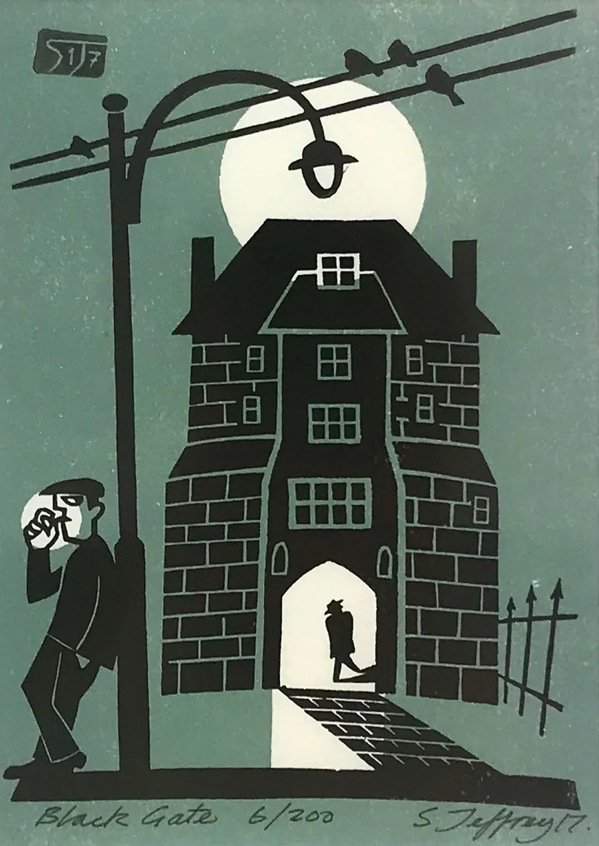 JEFFREY, Stephen - Black Gate, Linocut.jpg