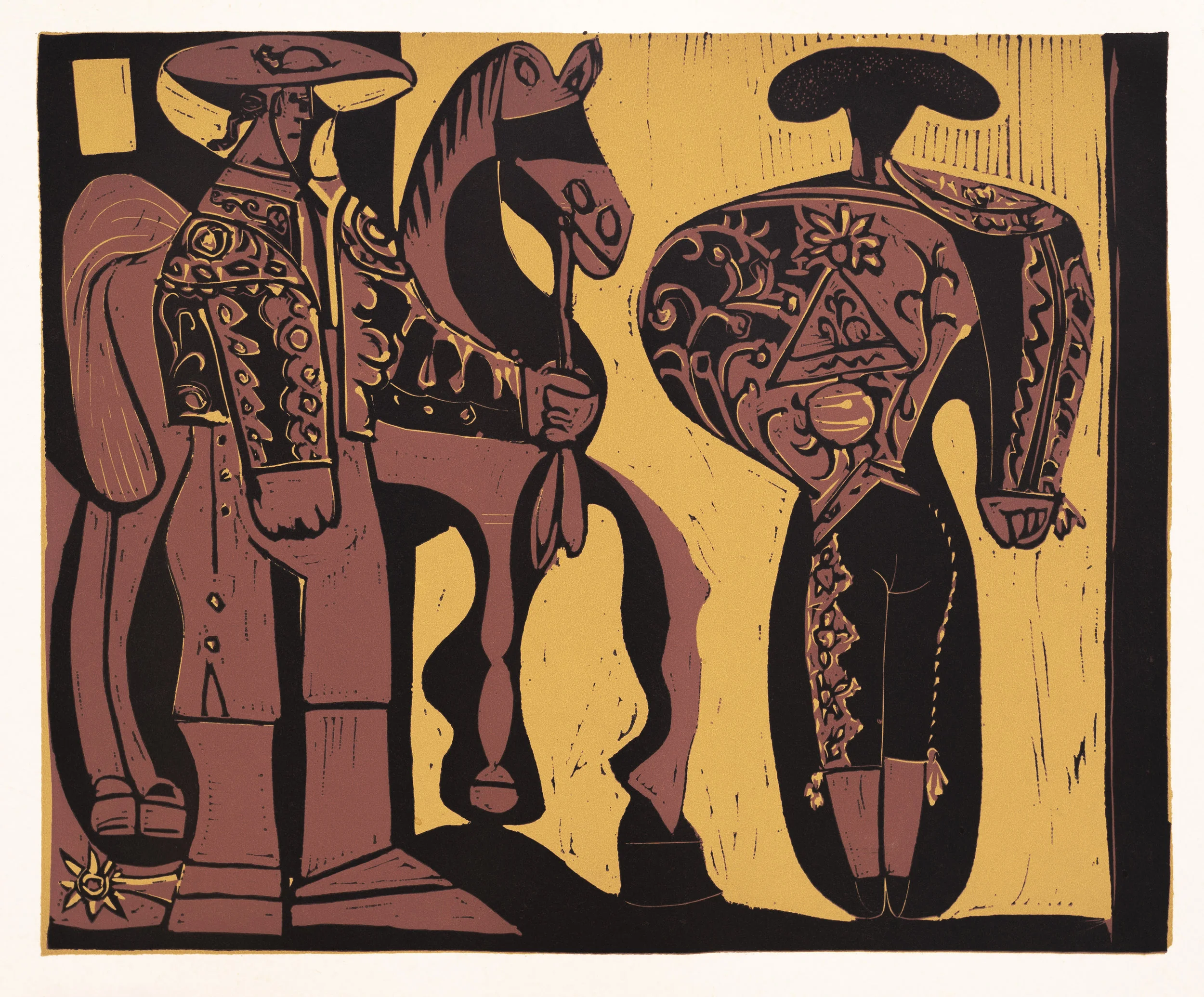 Picador and Matador, 1962, Linocut