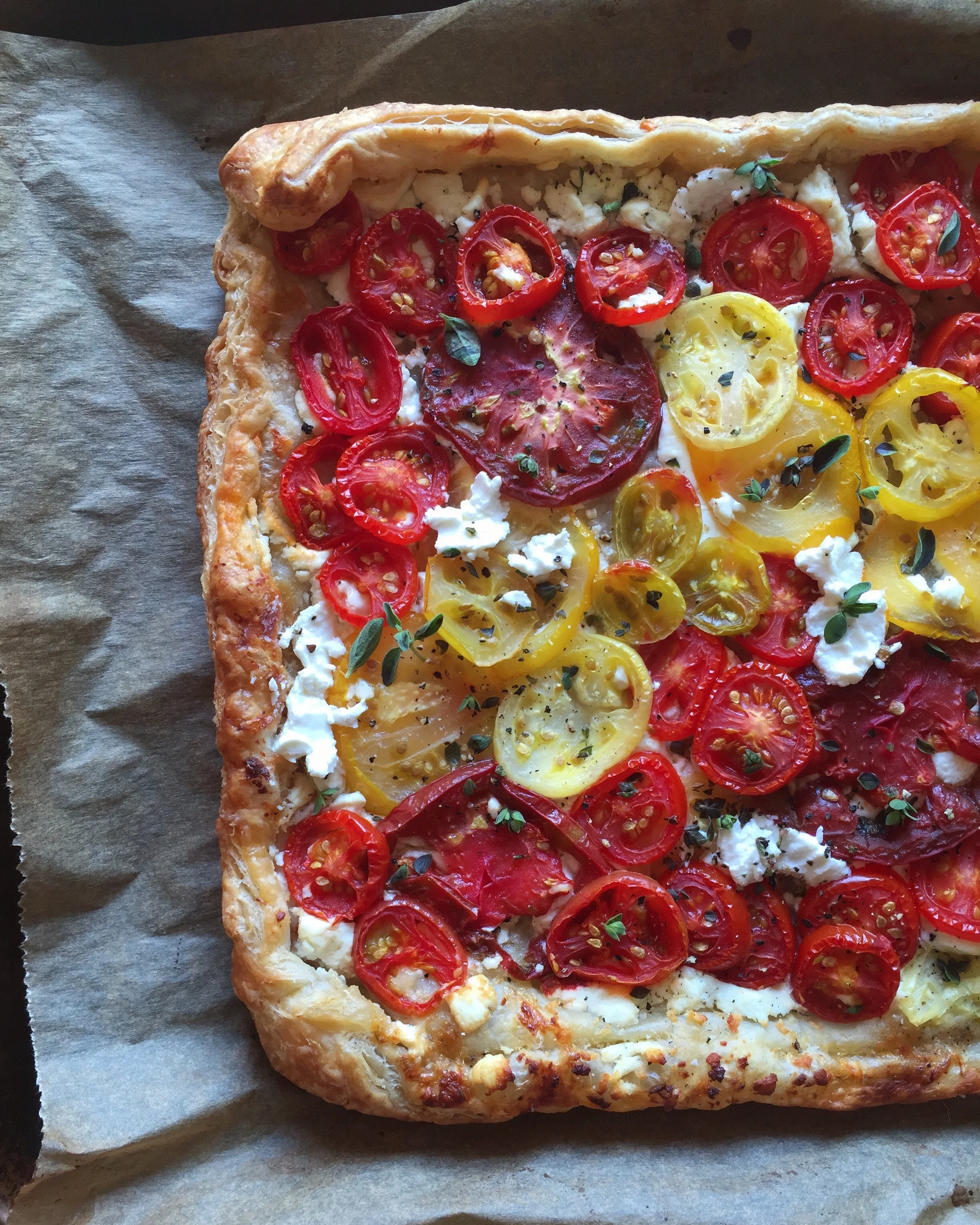 Heirloom Tomato & Goat Cheese Puff Pastry Tart