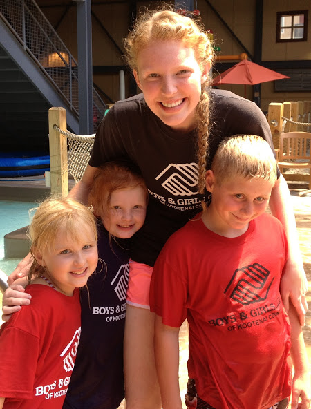 Marissa Leupold with three Club Members during a Summer Program.