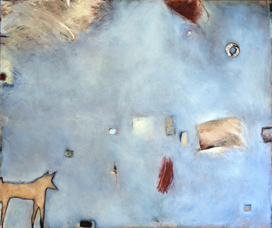 2. BLUE COYOTE BLUE. oil on canvas with detachable metal. 40x50. 2014.jpg