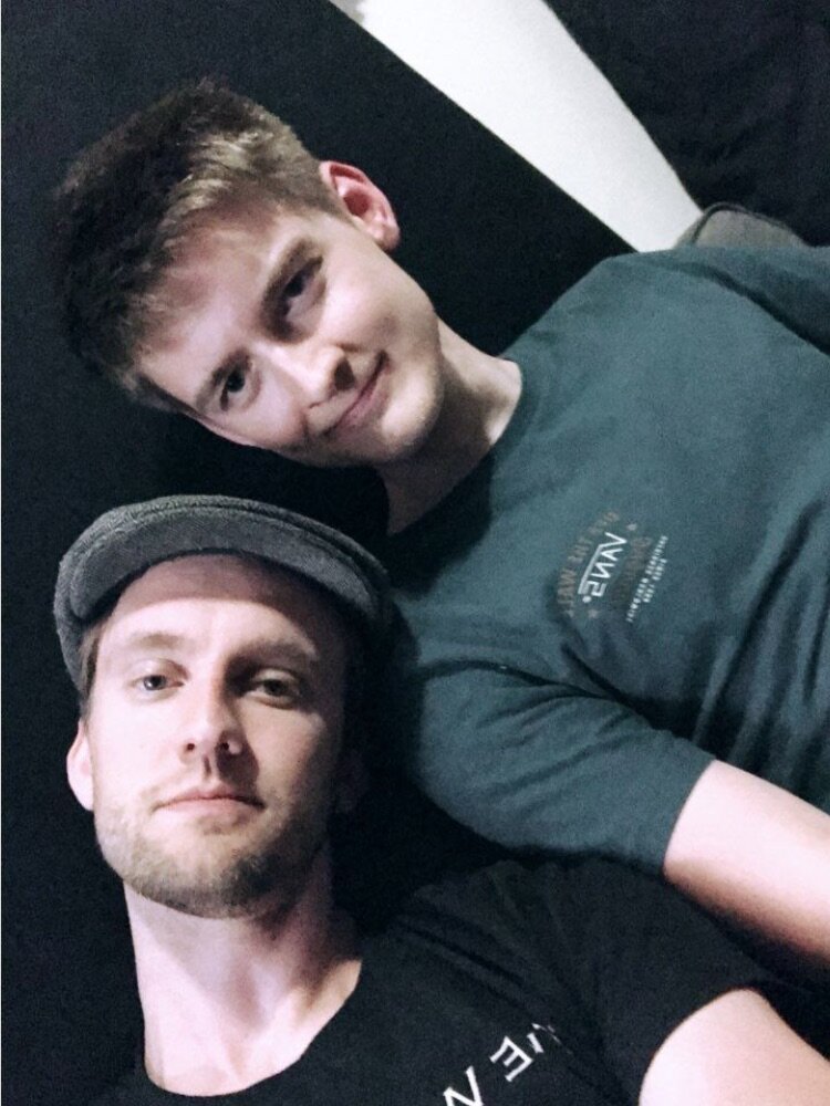 Curtis and Ethan Selfie in the Studio