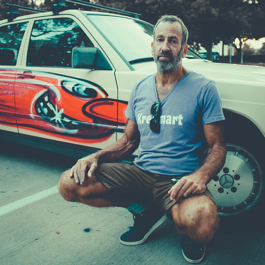  Kenny Scharf car bombing outside of the Ft. Worth Modern Museum of Art. 